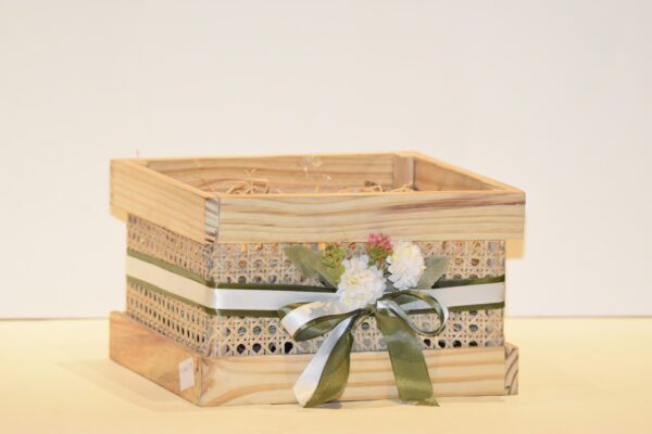 Elegant Cane Pinewood Basket
